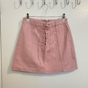 Forever 21 Dusty Pink Lace-Up Mini Skirt Like New M